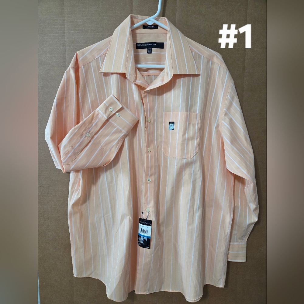Perry Ellis Men's Orange Striped Shirt